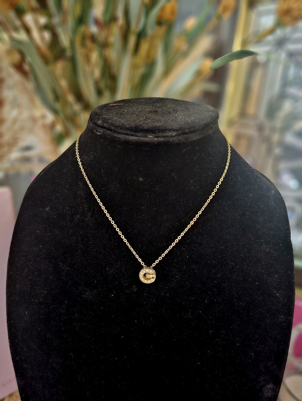 Givenchy Vintage Crystal "G" Logo Pendant Necklace